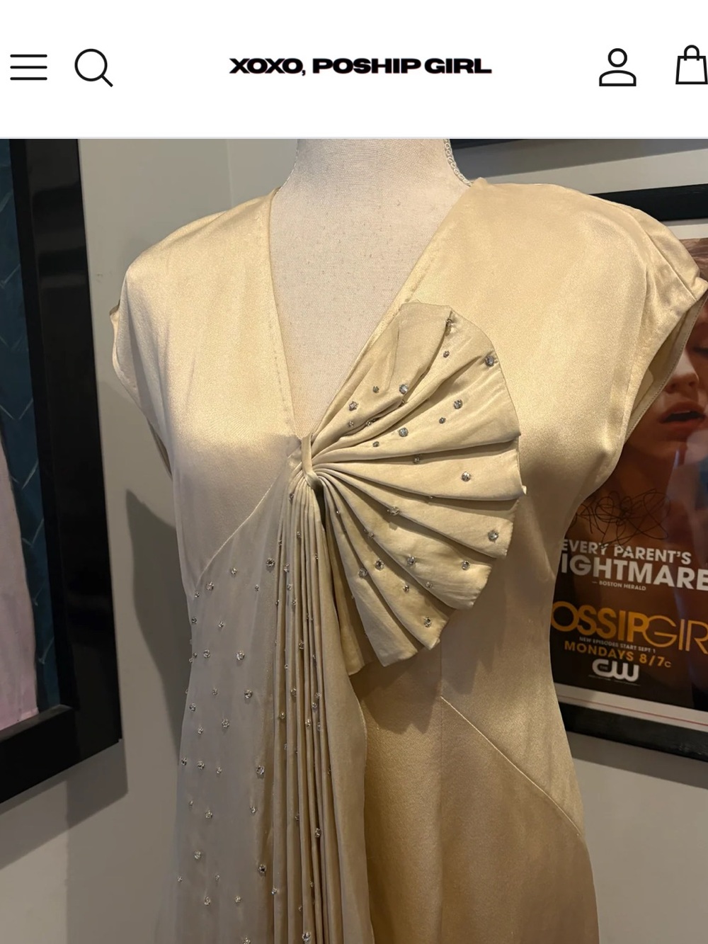 Blair Waldorf's 3.1 Phillip Lim Champagne/Tan Satin Dress, Gossip Girl size 2 - Picture 5 of 10